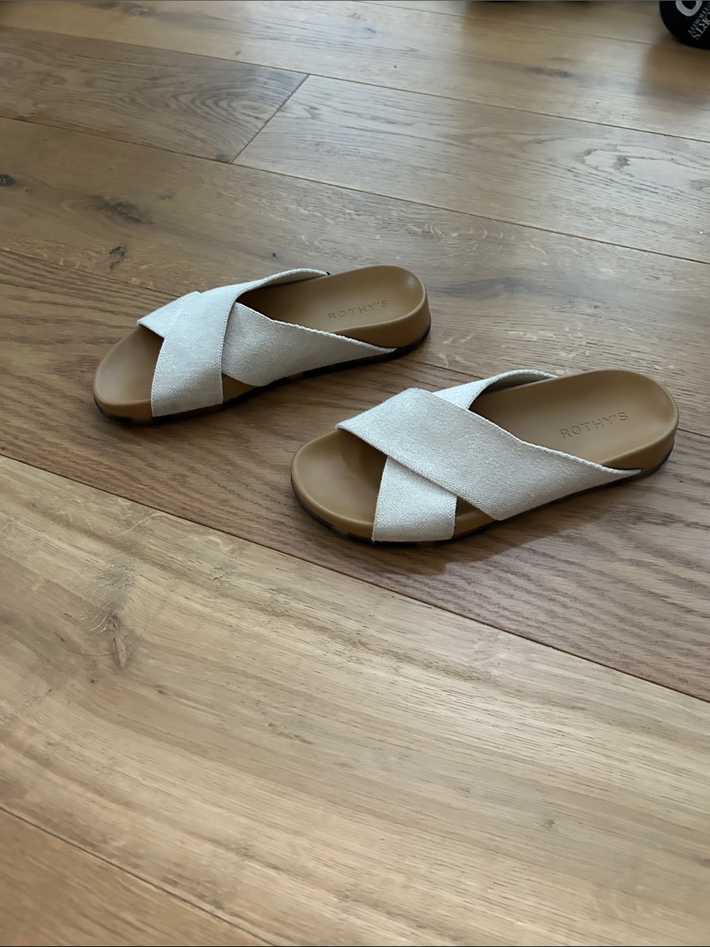 Rothy's Cream Crossband Slide Mules (the Weekend Slide) - Picture 5 of 9